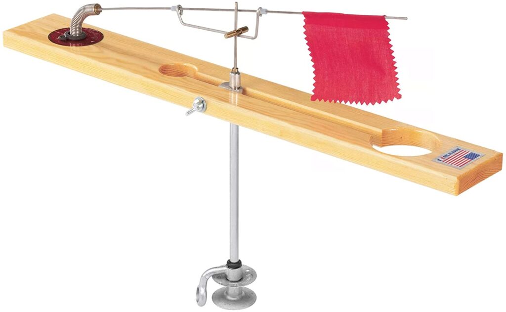 A traditional ice fishing tip-up